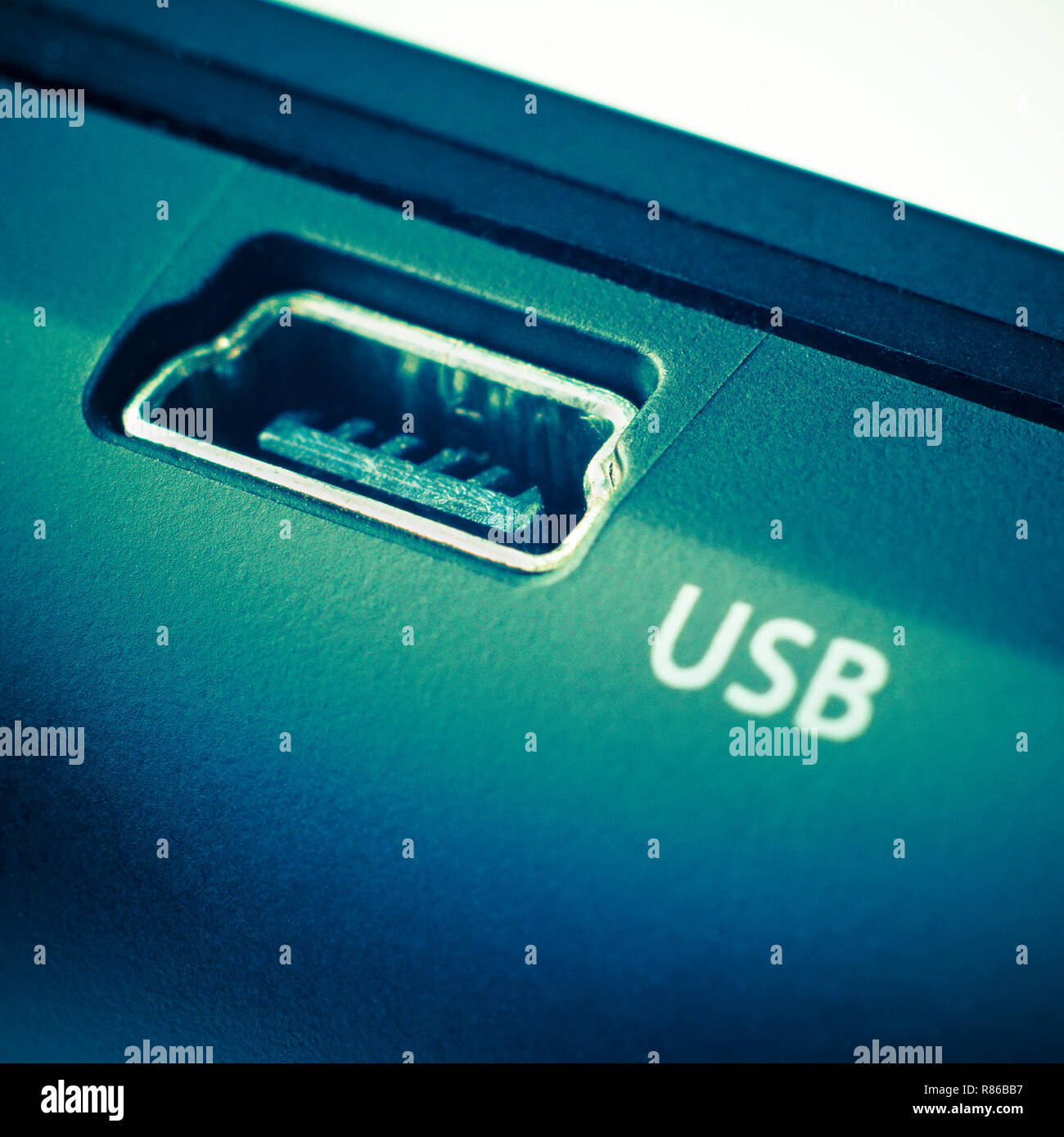 mini usb port macro view Stock Photo