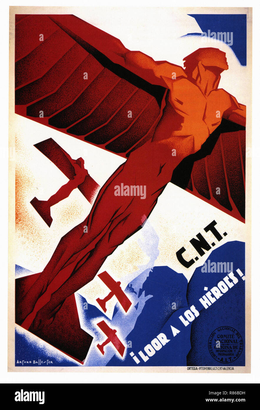 C.N.T Hail To The Heros - Vintage advertising poster Stock Photo