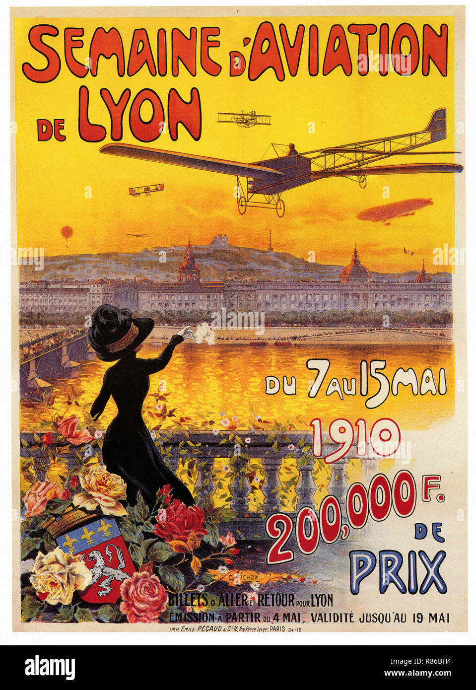 Lyon Aviation Week Vintage advertising poster Stock Photo Alamy