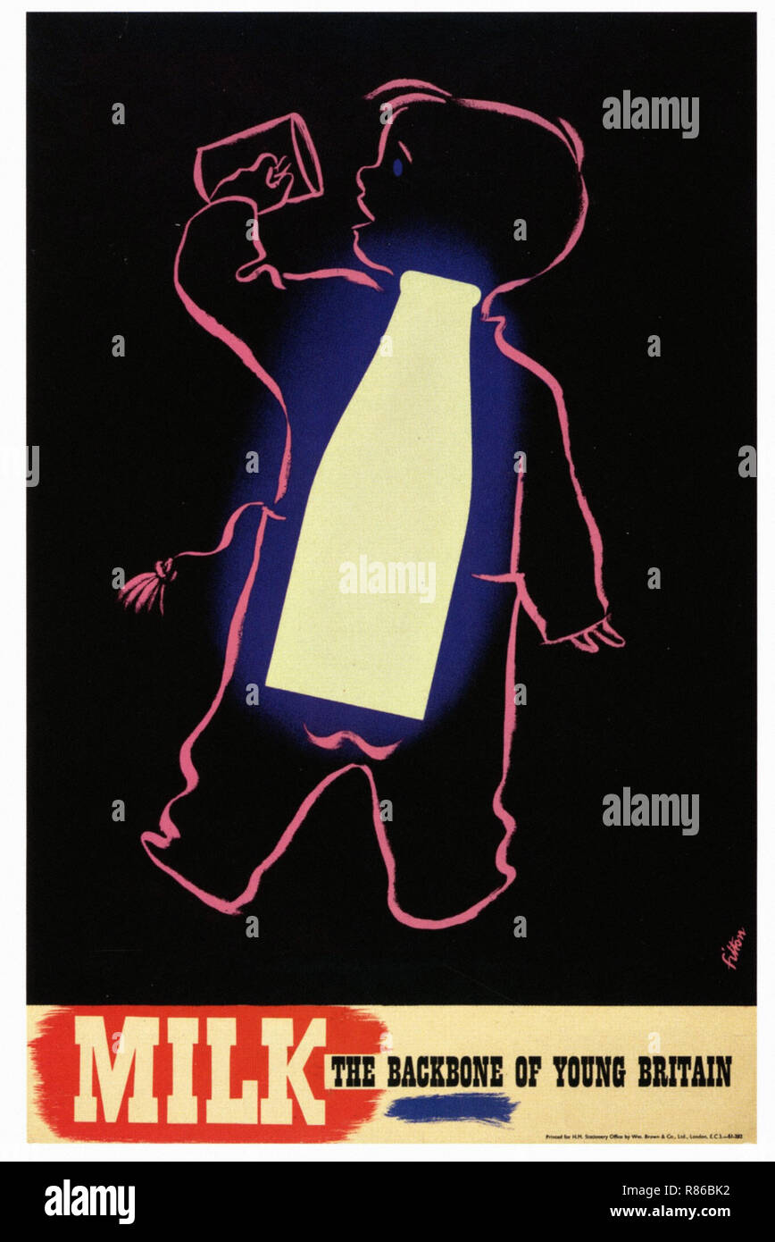 Milk Rations For Children - Vintage advertising poster Stock Photo - Alamy