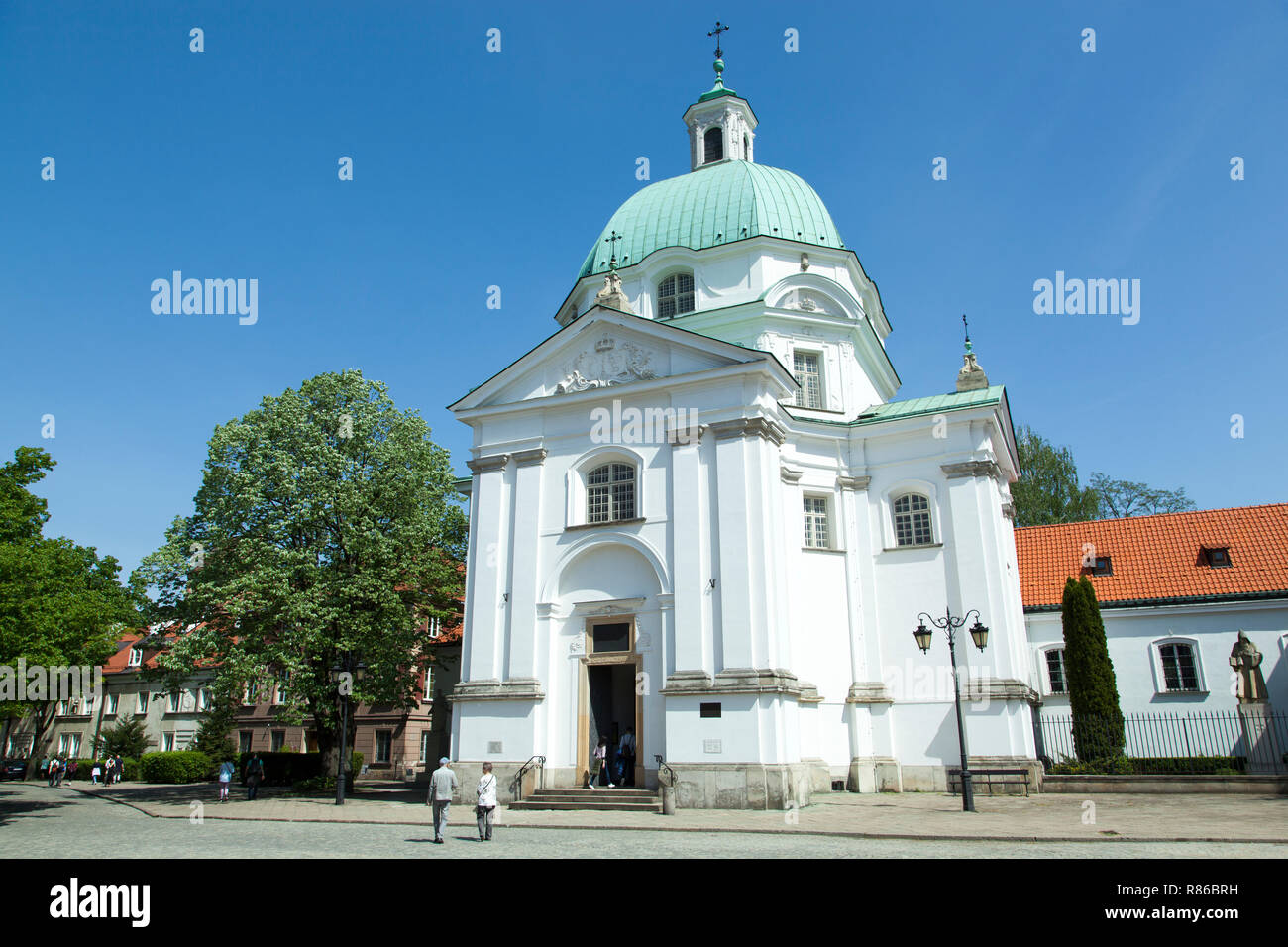 The catholic church in Warsaw New Town Market square (Poland Stock