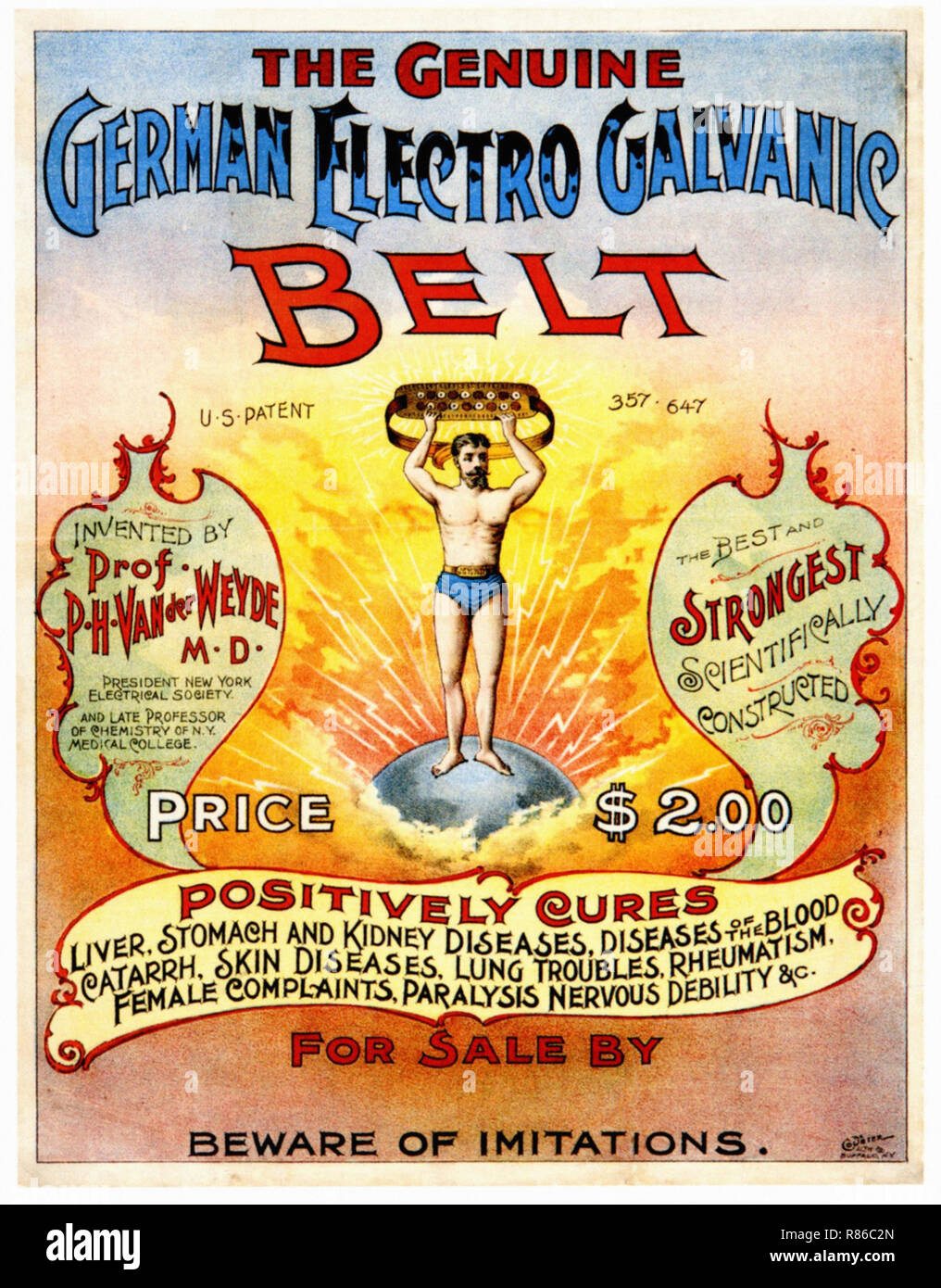 The Genuine Germano Electro Galvanic Belt - Vintage advertising poster Stock Photo