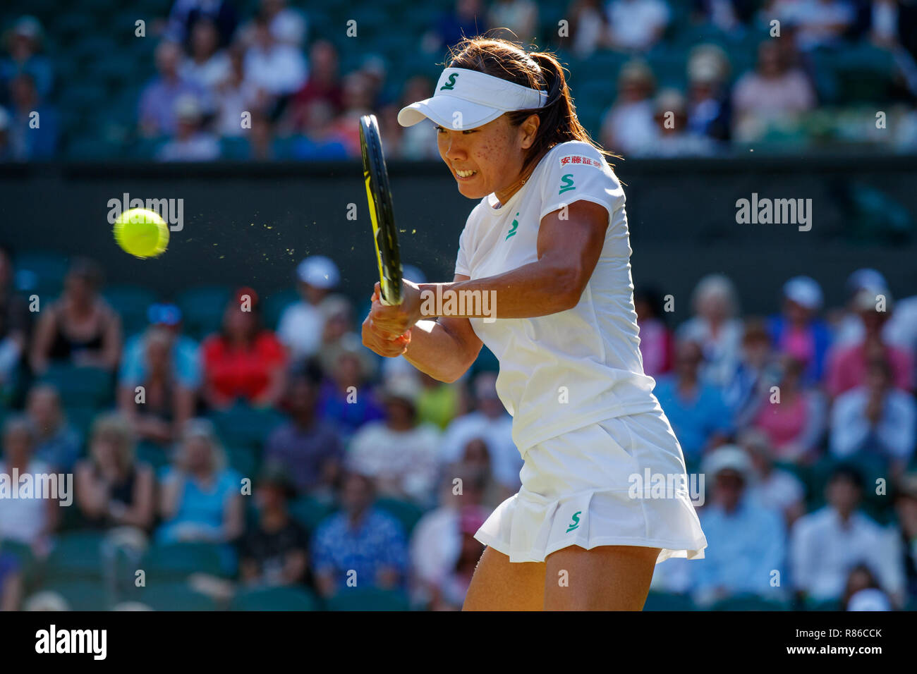 Kurumi Nara of Japan in action during the Wimbledon Championships 2018