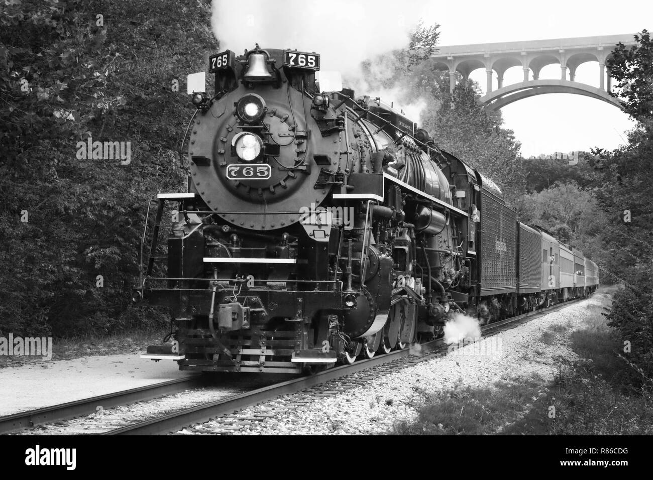 Nickel Plate Road no. 765 is a 2-8-4 'Berkshire' type steam locomotive built for the Nickel Plate Road in 1944 by the Lima Locomotive Works in Lima, O Stock Photo