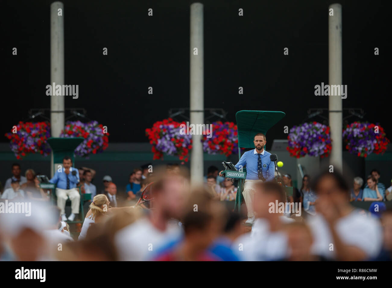 Color image of Umpires on court during the Wimbledon Championships 2018 Stock Photo