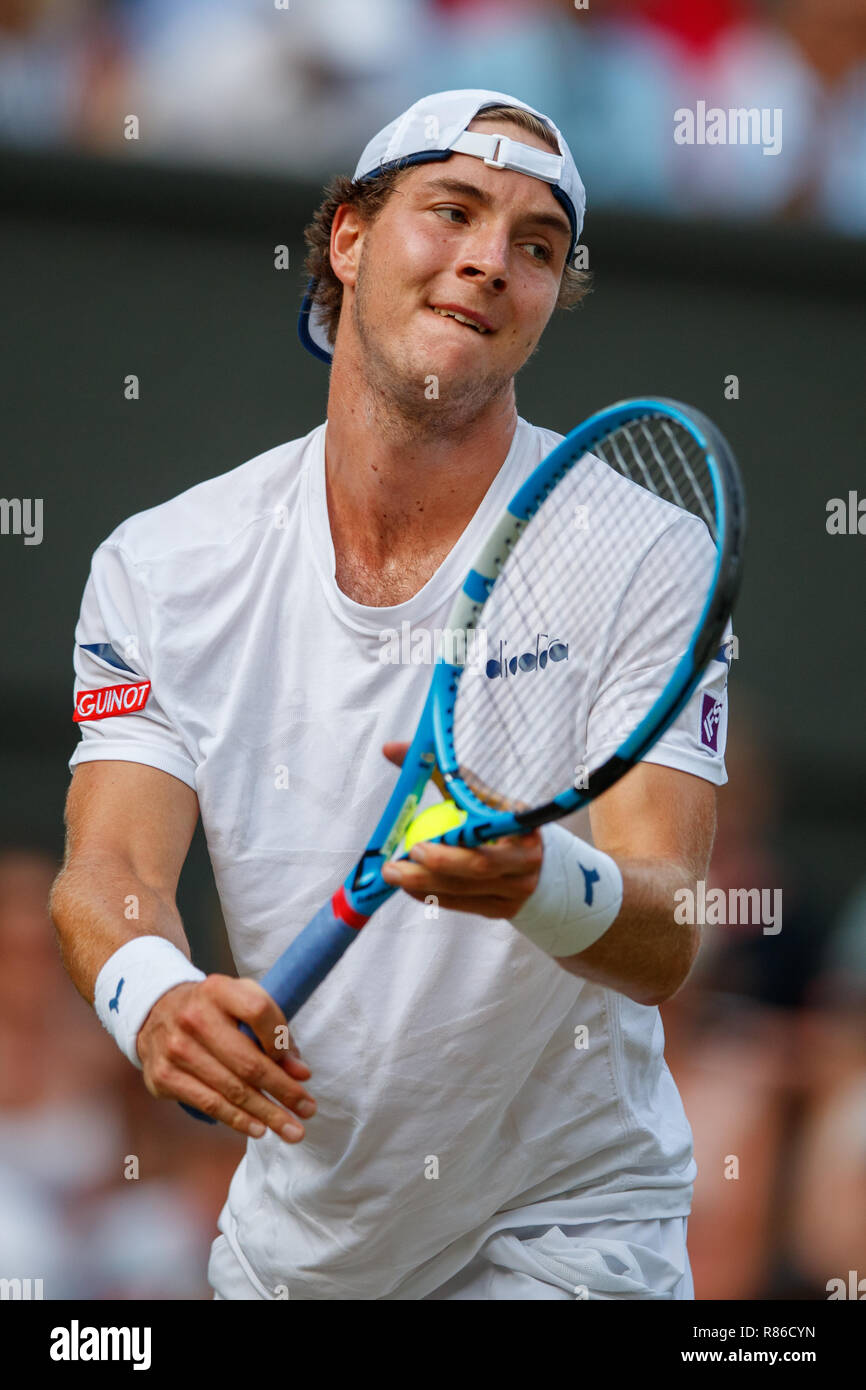 Jan-Lennard Struff of Germany in action during the Wimbledon Championships  2018 Stock Photo - Alamy