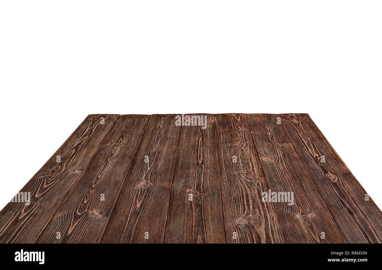 Brown wooden table isolated on white background Stock Photo - Alamy