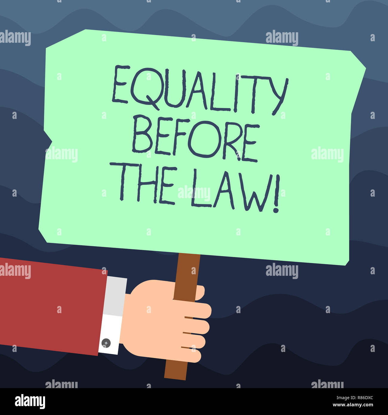 Text sign showing Equality Before The Law. Conceptual photo Justice balance  protection equal rights for everyone Hu analysis Hand Holding Blank Colore  Stock Photo - Alamy