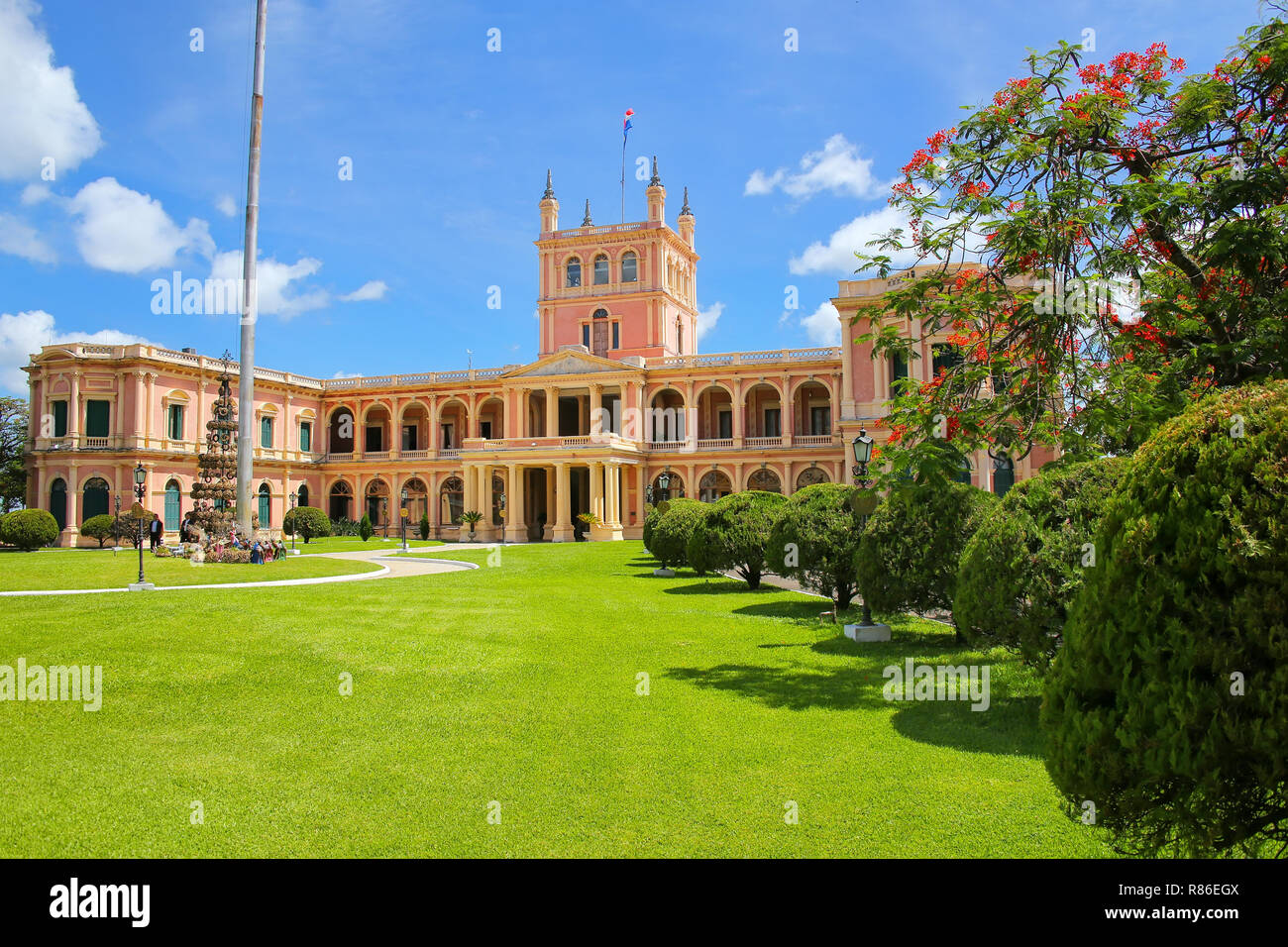 Presidential Palace in Asuncion, Paraguay. It serves as a workplace for the President and the government of Paraguay. Stock Photo