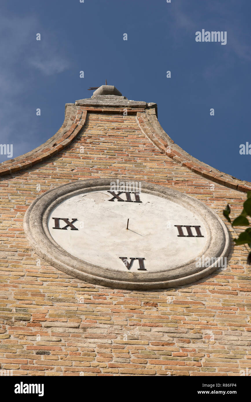 Sundial,Urbino,Marche ,Italy,Europe.Sun dial on building.Meridiana di Palazzo dellOrologio. Stock Photo