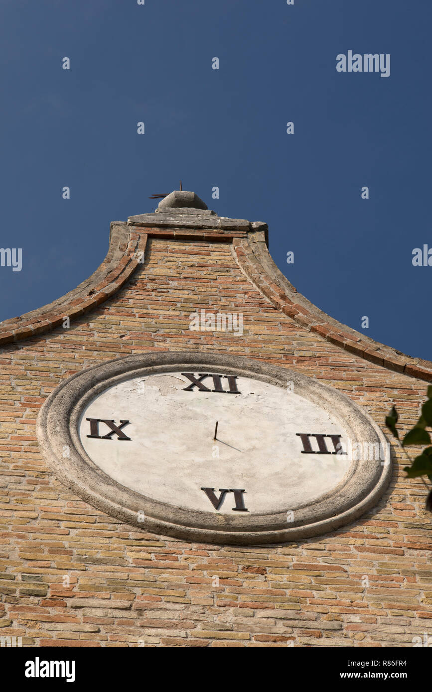 Sundial,Urbino,Marche ,Italy,Europe.Sun dial on building.Meridiana di Palazzo dellOrologio. Stock Photo