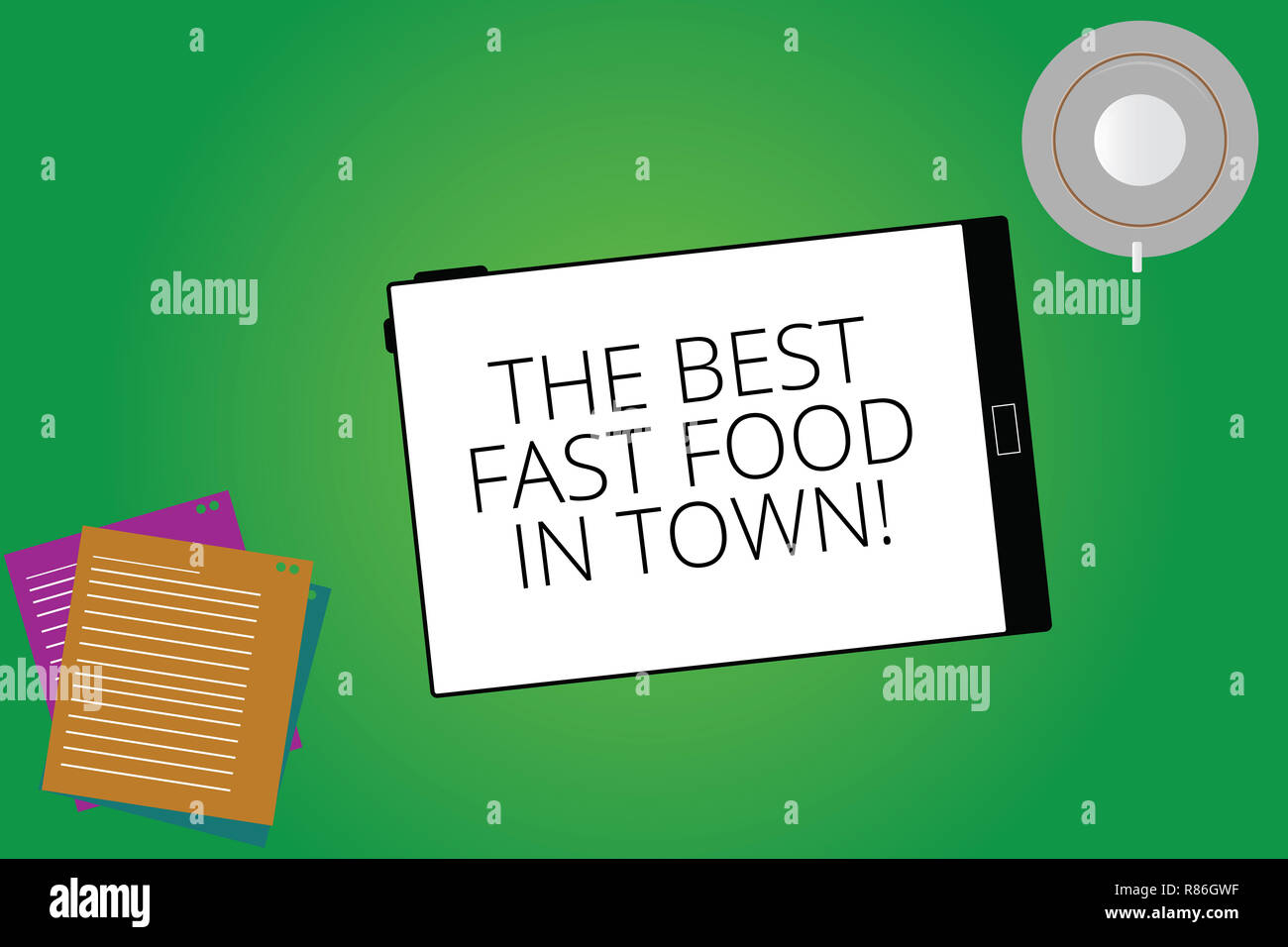 Writing note showing The Best Fast Food In Town. Business photo ...