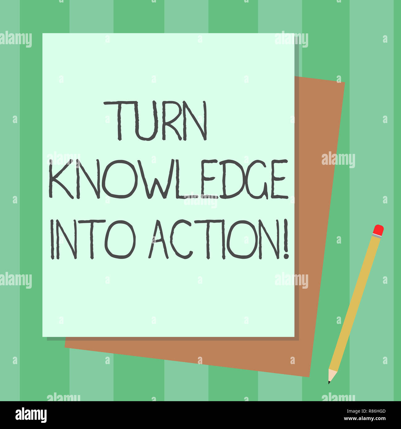 Conceptual Hand Writing Showing Turn Knowledge Into Action Business Photo Text Apply What You Have Learned Leadership Strategies Stack Of Different P Stock Photo Alamy