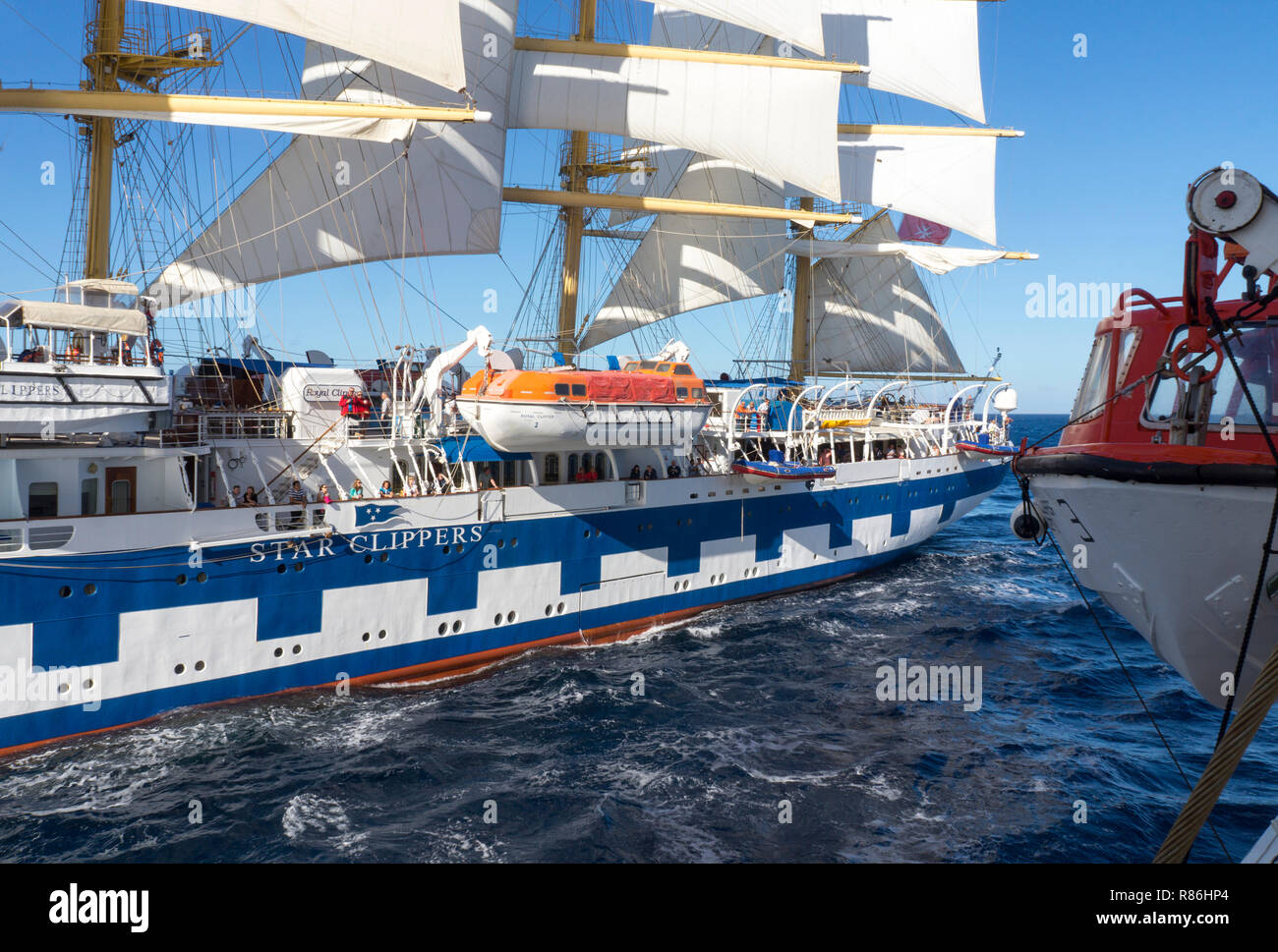 Royal Clipper from Star Clipper Strait of Bonafaccio Stock Photo