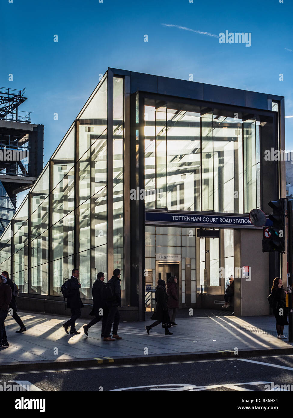 Tottenham Court Road Station Redevelopment - new Entrance on the plaza outside Centre Point tower. Stock Photo