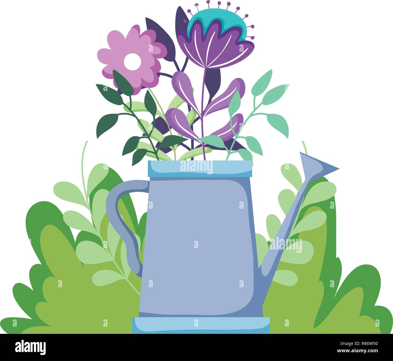 cute sprinkler of garden with floral decoration Stock Vector Image ...
