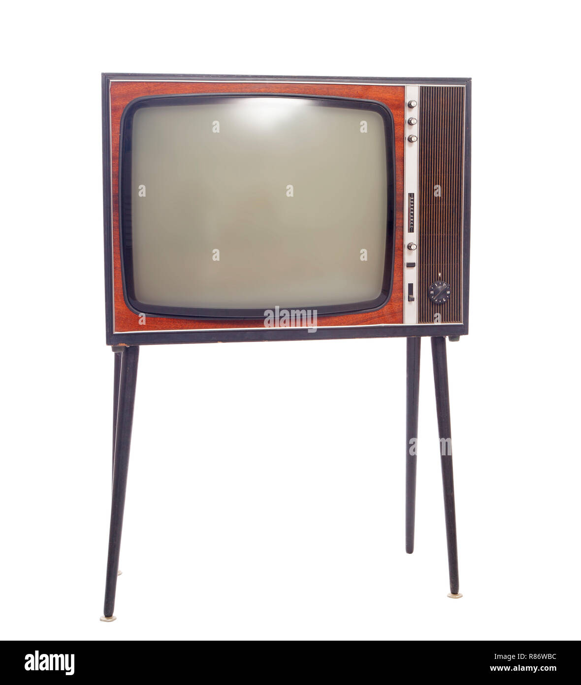 Old Soviet TV isolated on white Stock Photo
