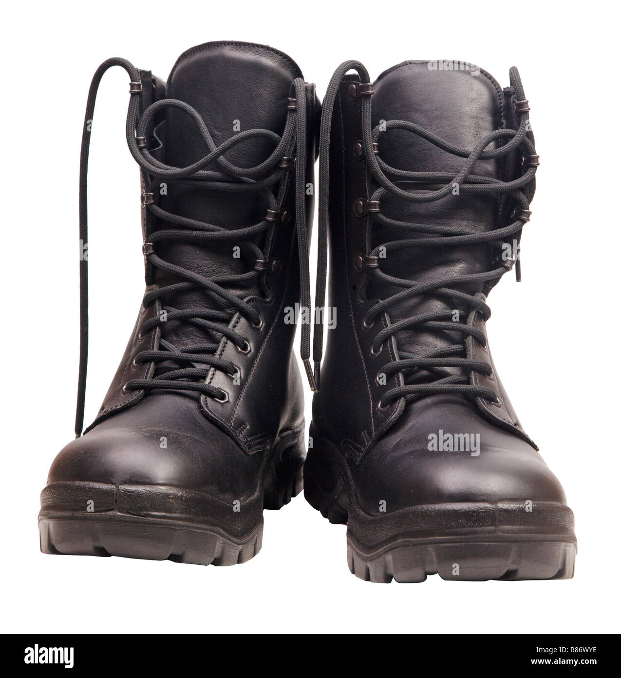 Black boots isolated on a white background Stock Photo - Alamy