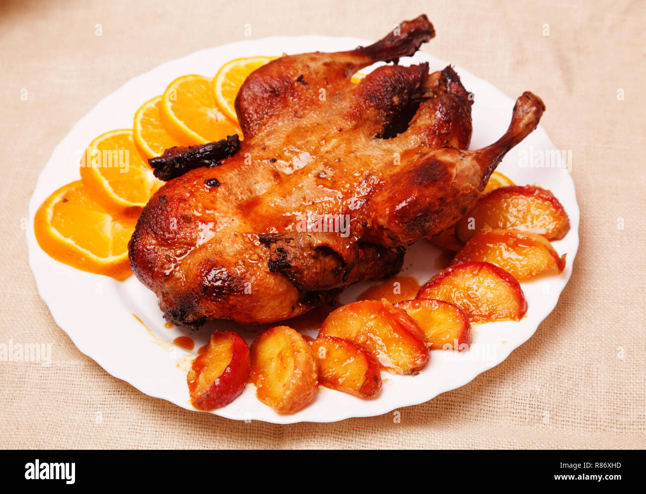 Roast duck with oranges Stock Photo - Alamy