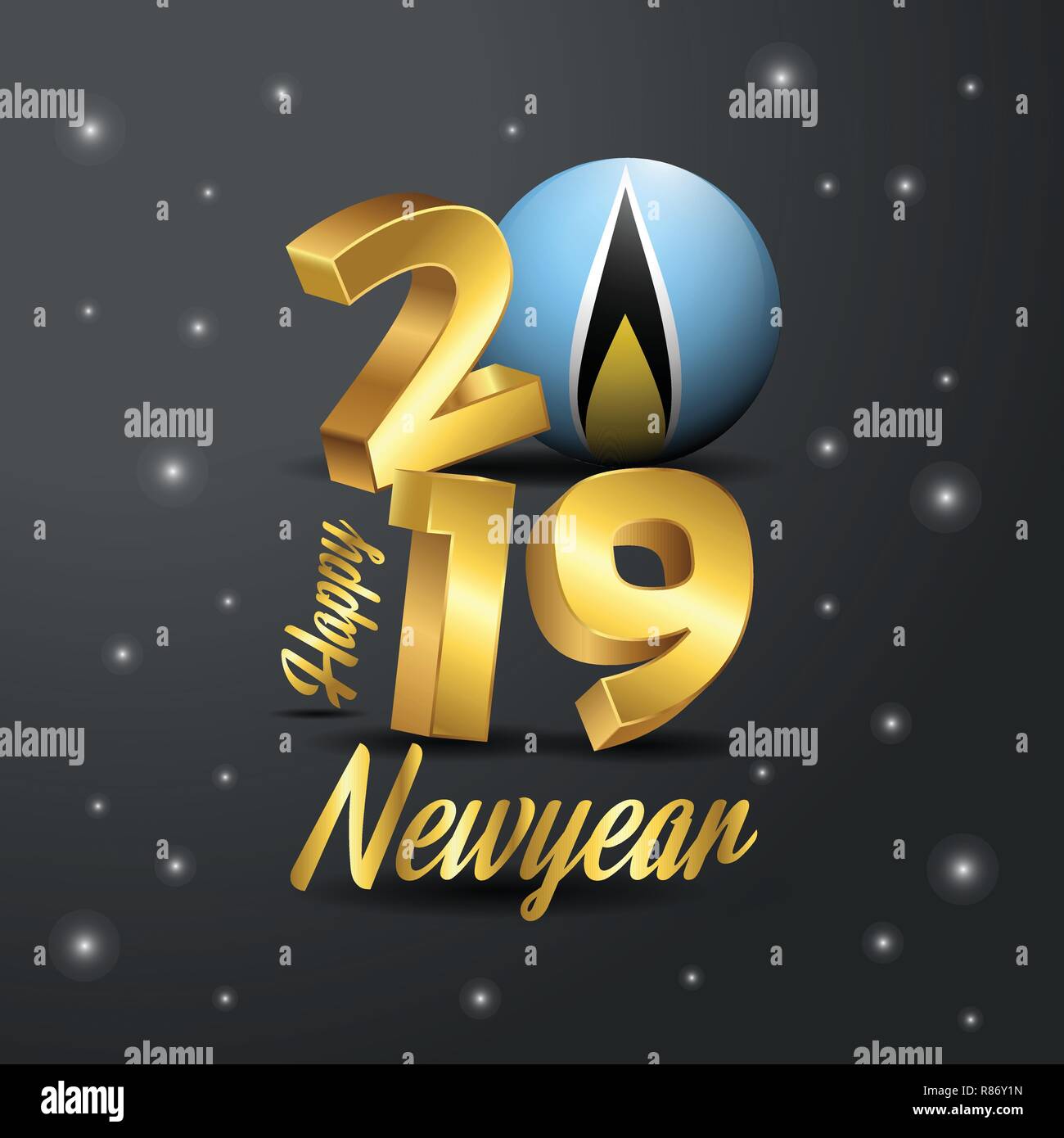 2019 Happy New Year Saint Lucia Flag Typography. Abstract Celebration background Stock Vector