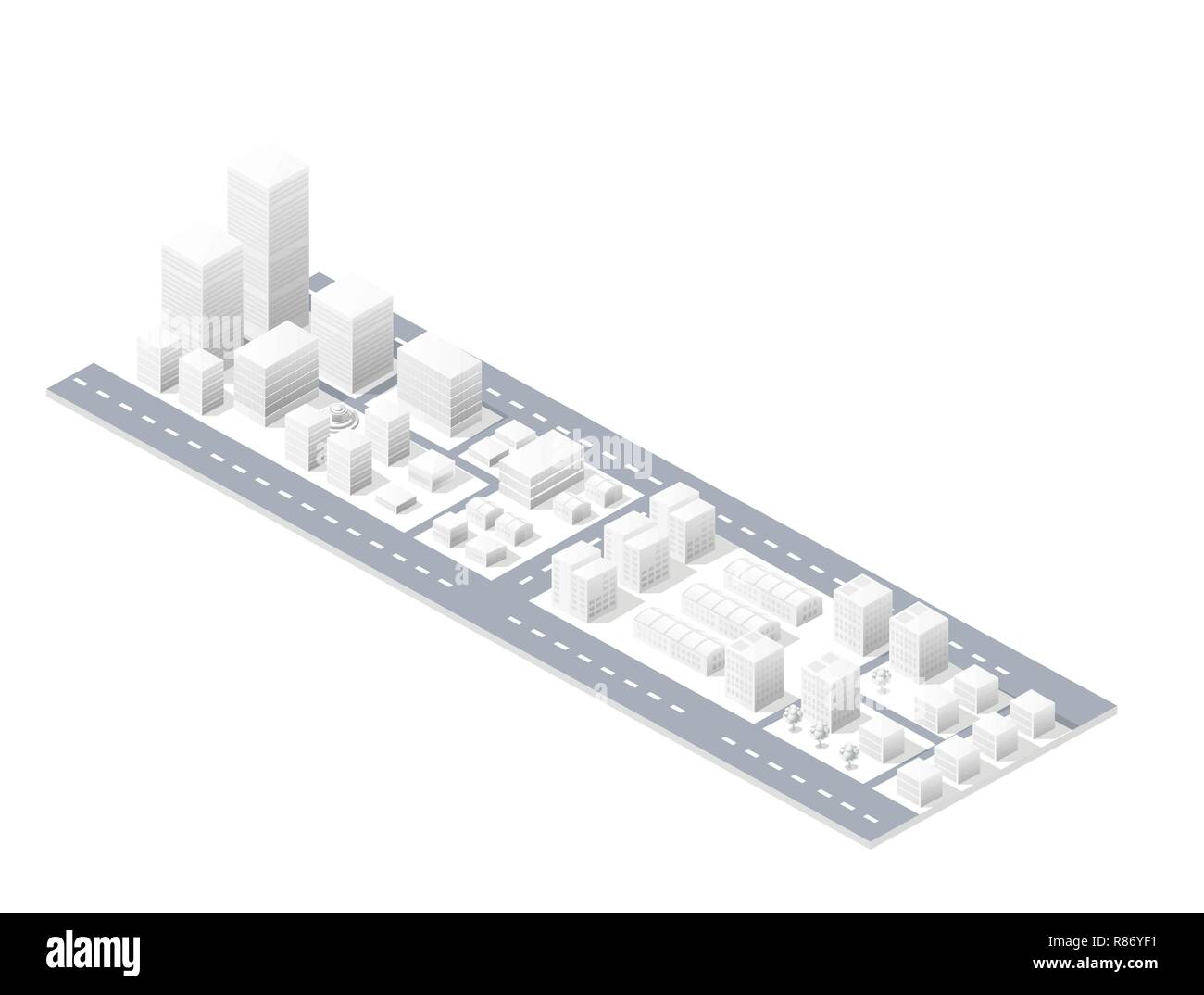 Isometric illustration city urban area with a lot of houses and ...