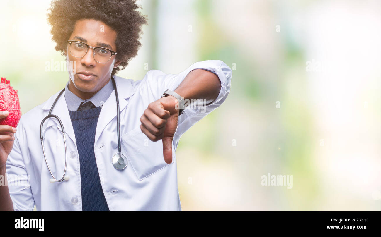 Afro american cardiologist doctor man over isolated background with ...