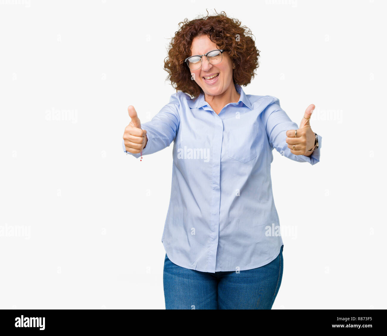 Beautiful Middle Ager Senior Businees Woman Wearing Glasses Over