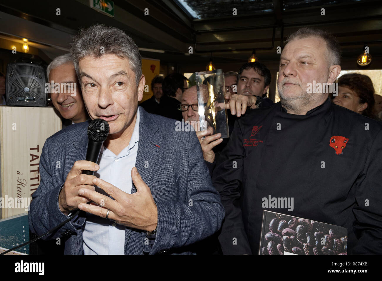 Paris, France. 12th Dec, 2018. Régis Marcon winner of the Prix littéraire de la gastronomie Antonin Carême 2018 for his book 'Cereals and legumes' pub Stock Photo