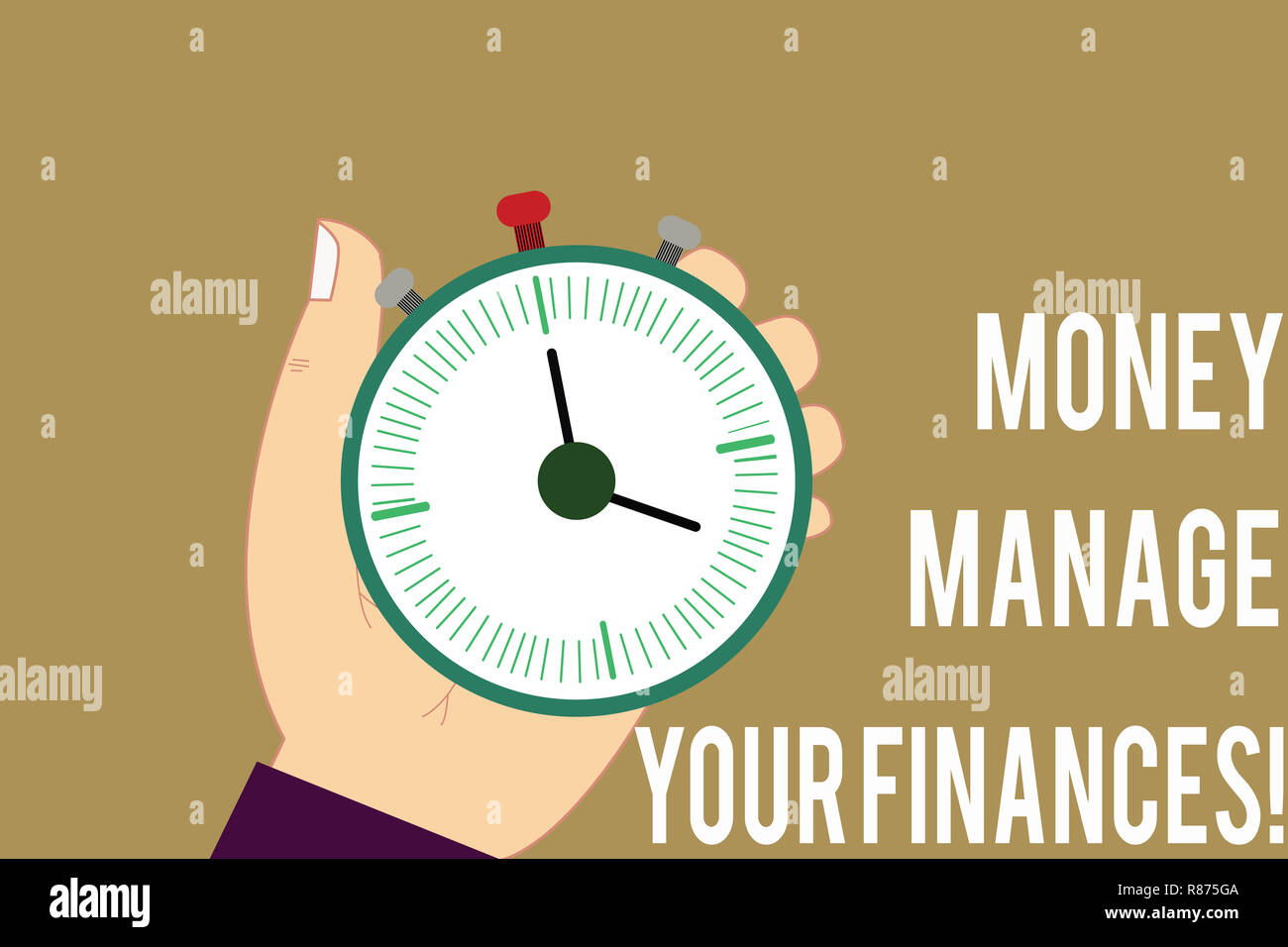 Writing Note Showing Money Manage Your Finances Business Photo Showcasing Make Good Use Of Your Earnings Investing Hu Analysis Hand Holding Stop Watc Stock Photo Alamy