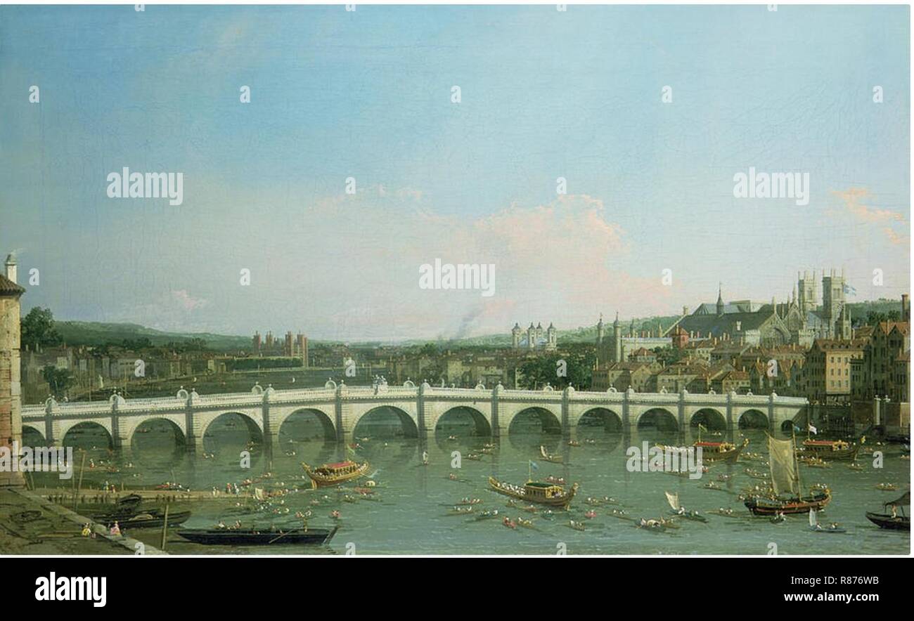 Canaletto - Westminster Bridge from the North with the Lord Mayor's ...