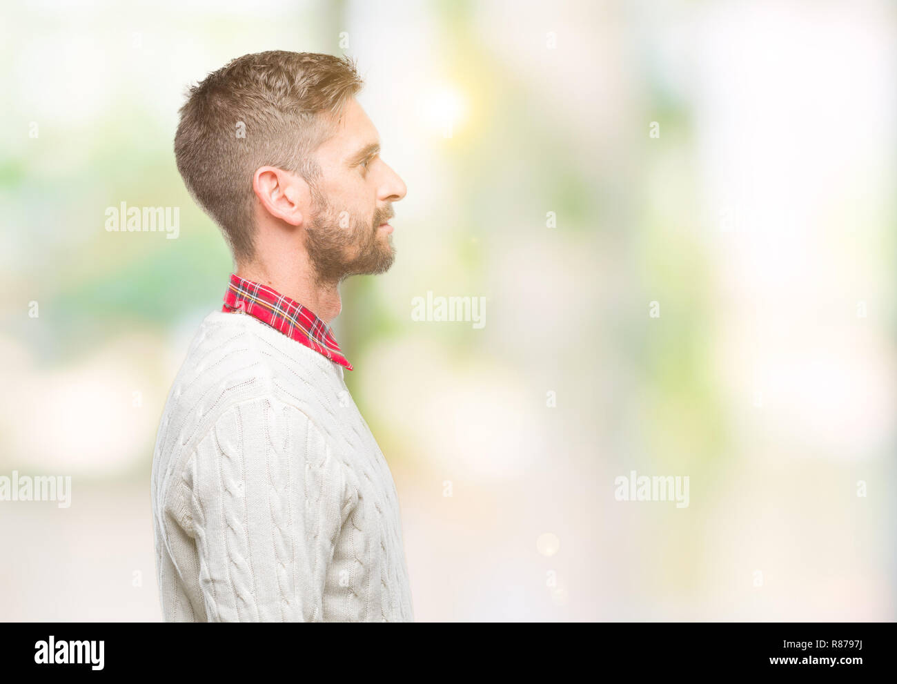 Young bald man over white isolated background looking to side, relax  profile pose with natural face with confident smile. Stock Photo | Adobe  Stock