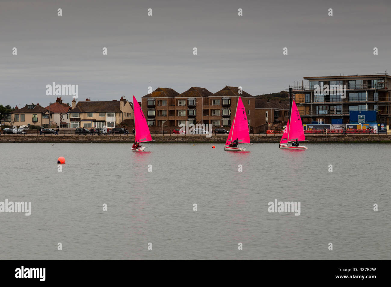 Dinghies sailing on the Marine Lake at West Kirby, Wirral, England Stock Photo