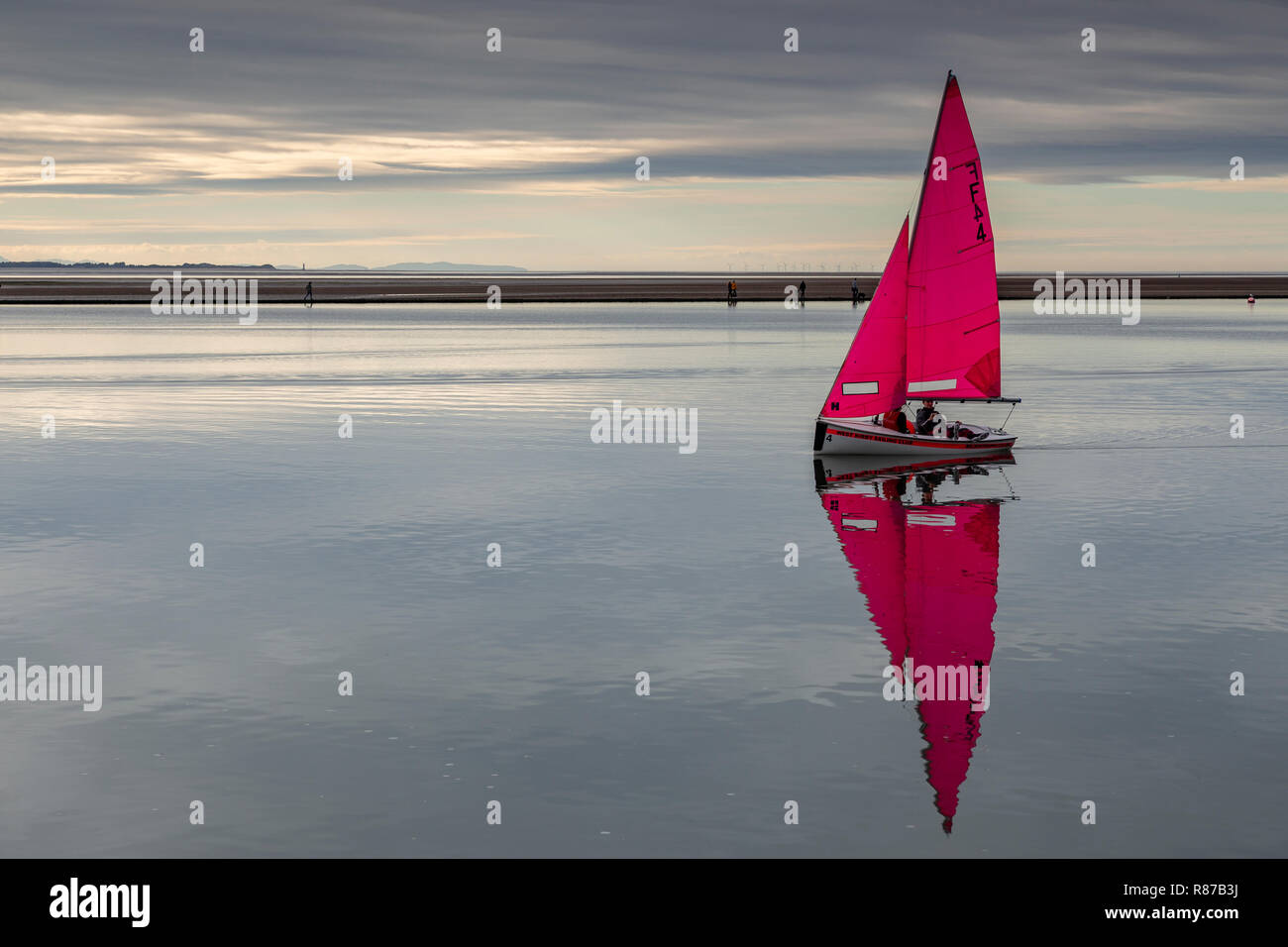 Dinghy sailing on the Marine Lake at West Kirby, Wirral, England Stock Photo
