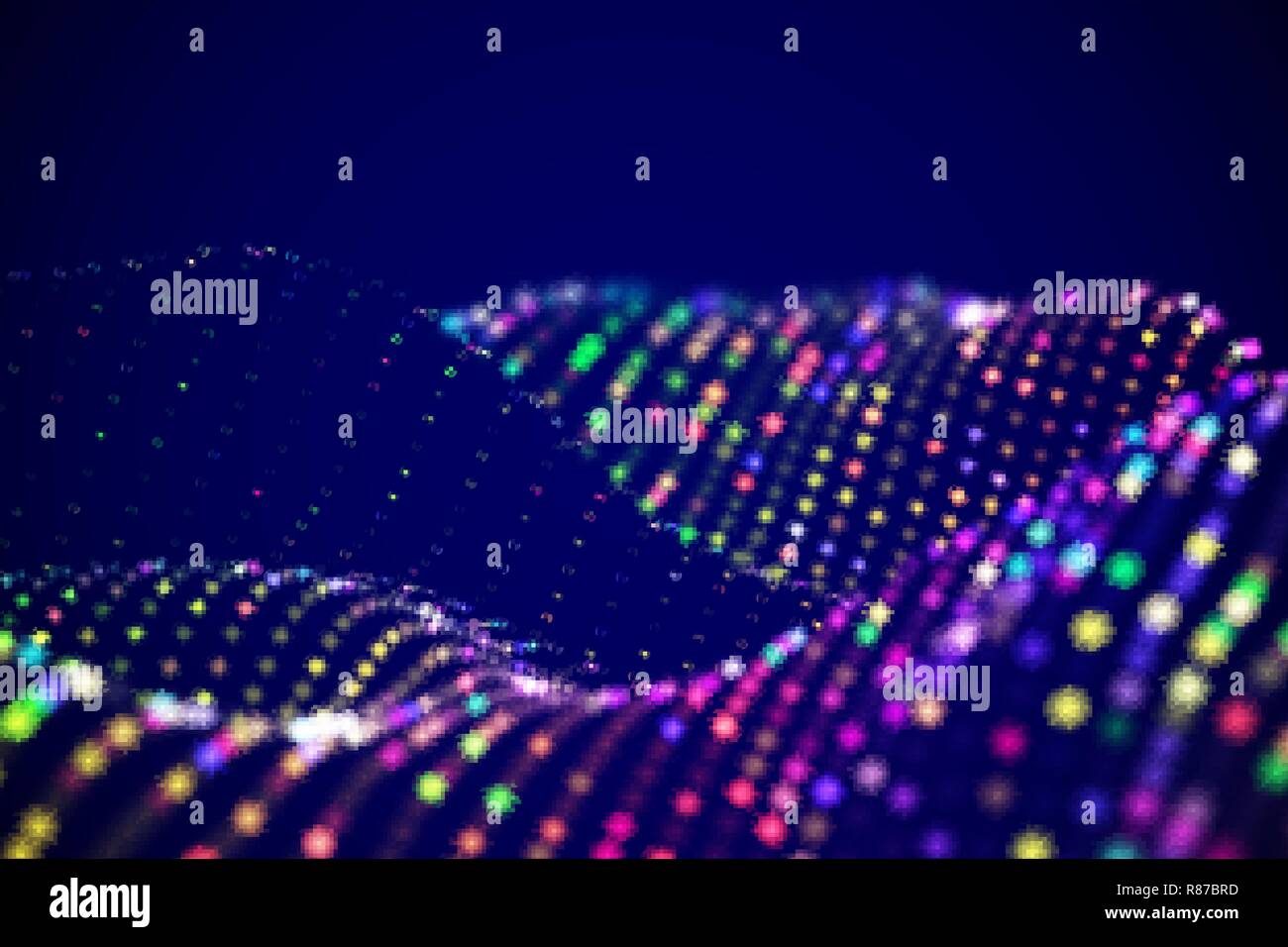 Digital landscape or sound waves visualization. Big data concept. Stock Vector