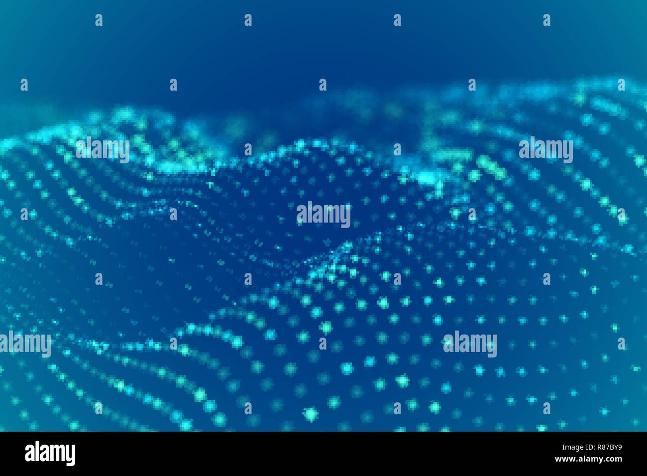 Digital landscape or sound waves visualization. Big data concept. Stock Vector