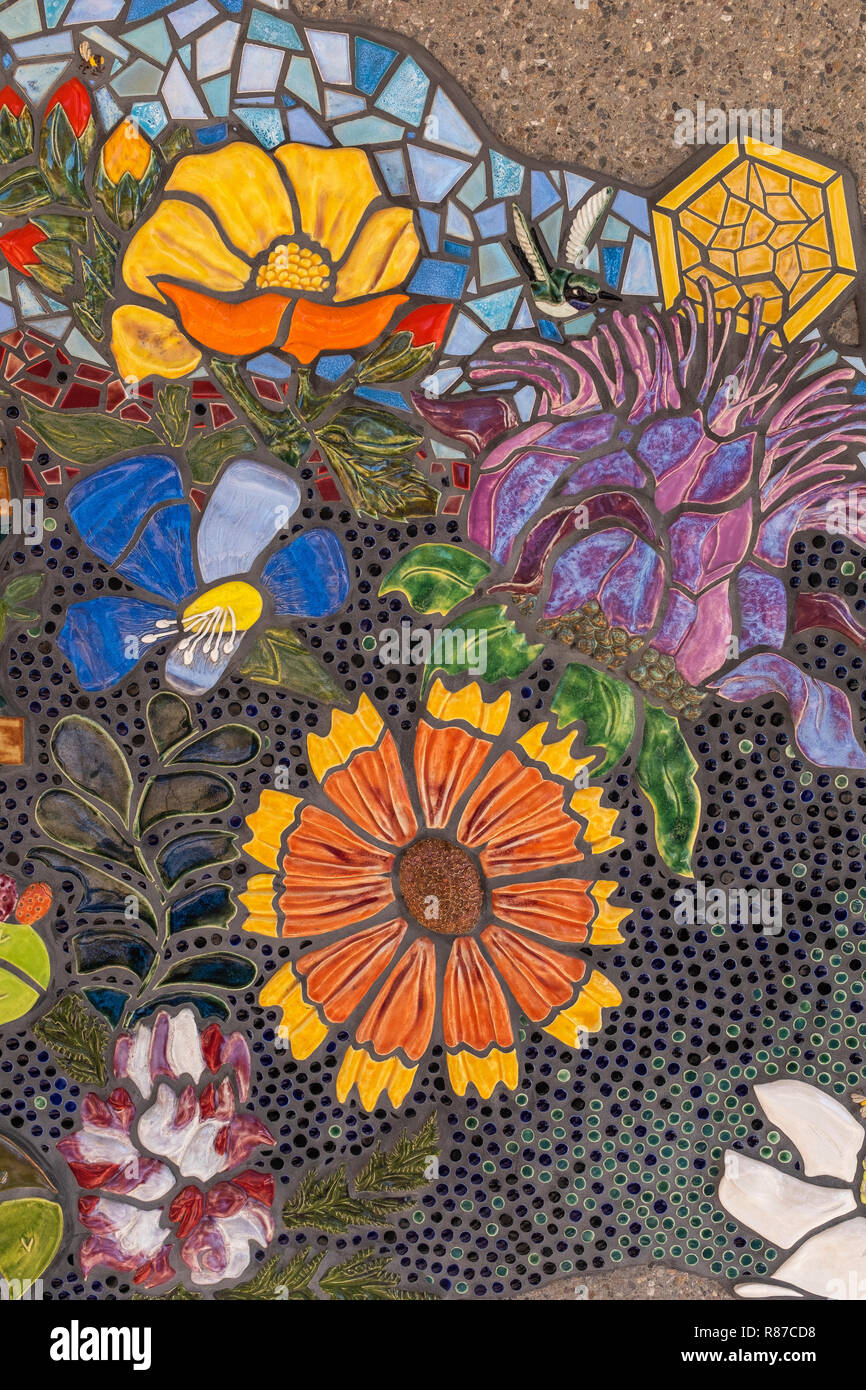 tile mosaic (detail) on the Albuquerque Convention Center by Cassandra Reid and apprentices