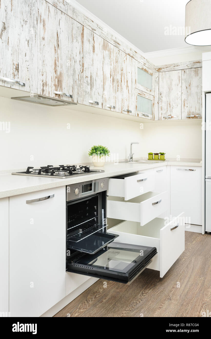 Modern white kitchen interior Stock Photo