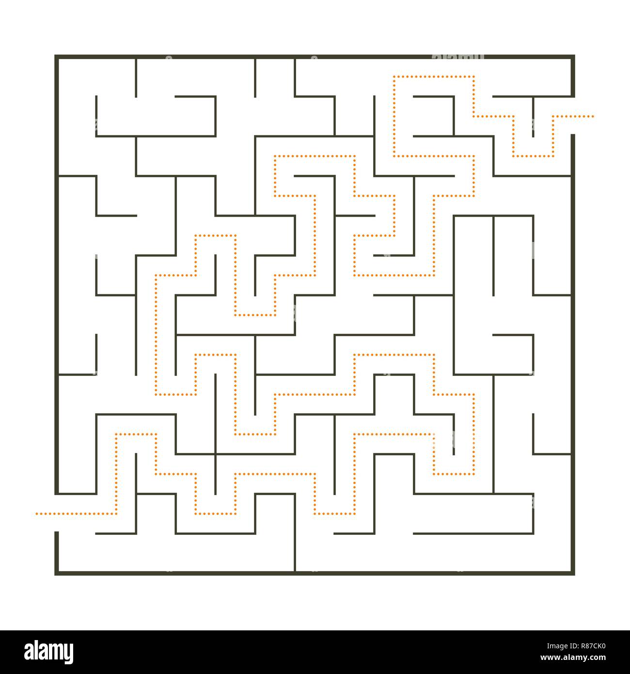 Simple perfect maze with path solution Stock Vector Image & Art Alamy
