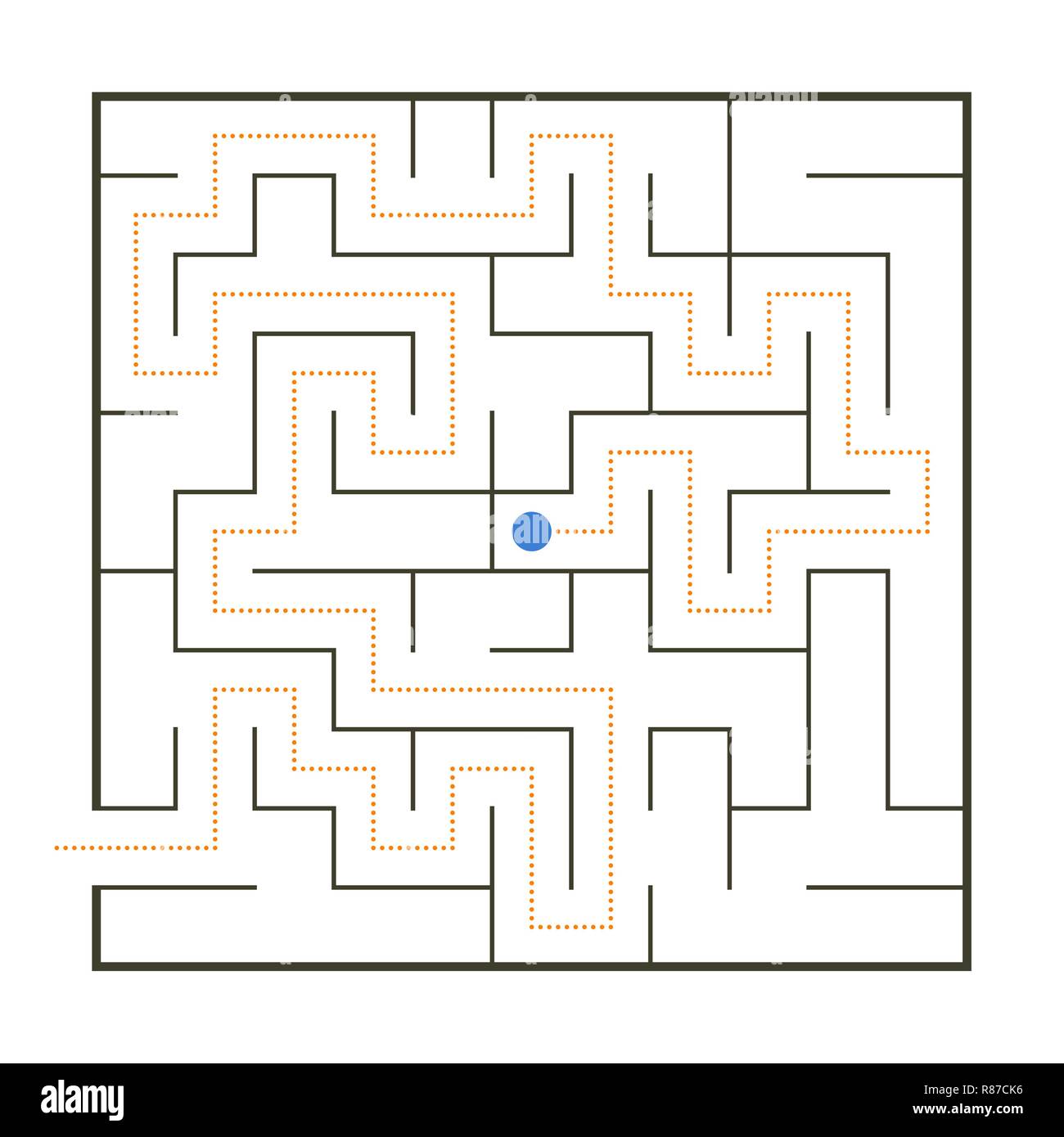 Simple perfect maze with path solution Stock Vector