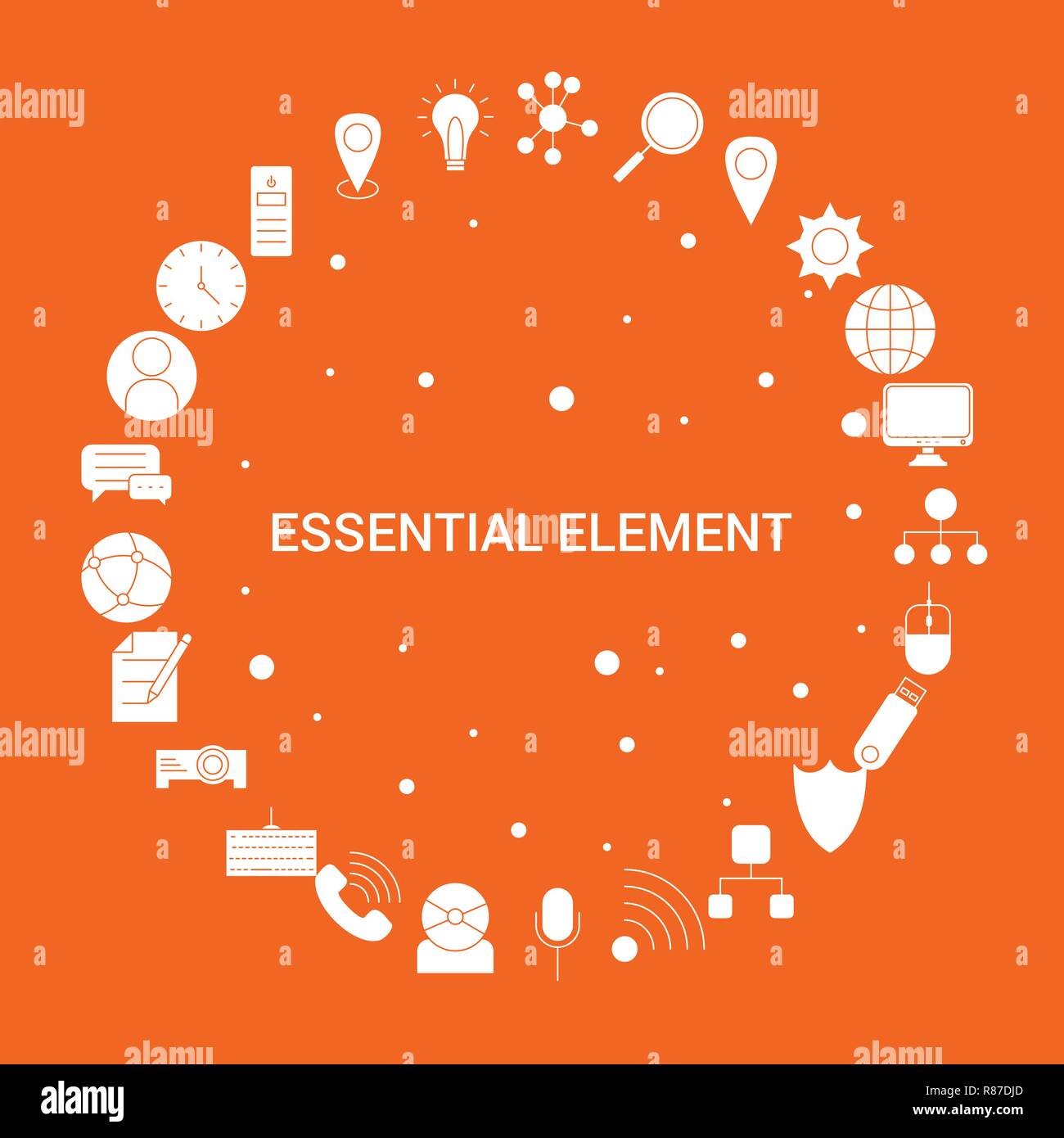 Essential Element Icon Set. Infographic Vector Template Stock Vector