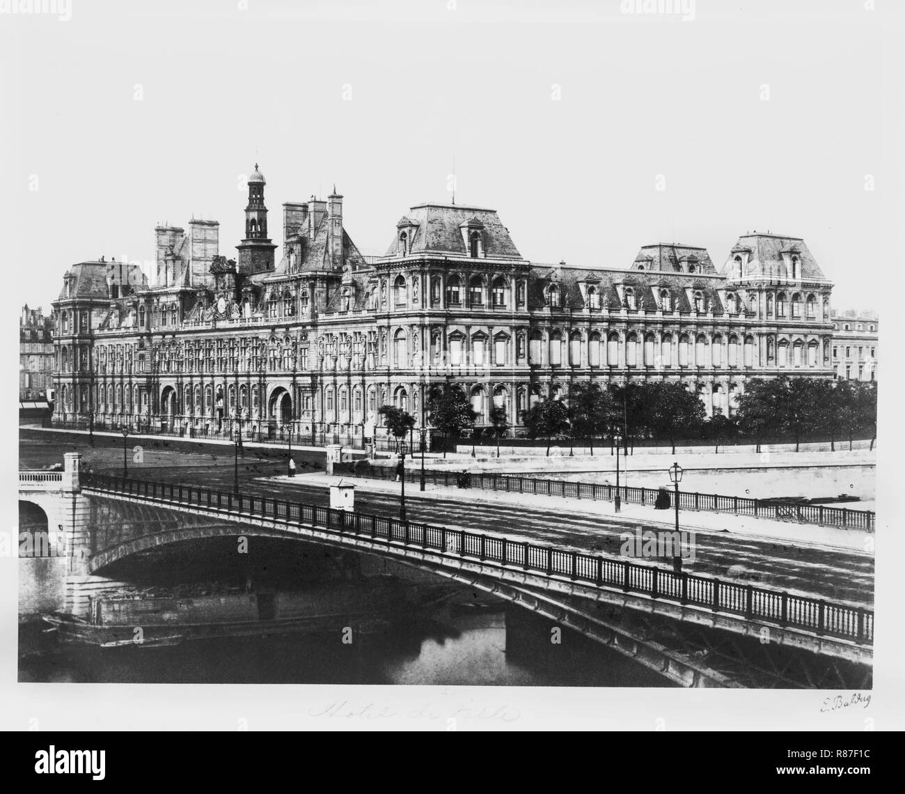 Hotel de Ville, Paris, France, Silver Albumen Print, Edouard Baldus, 1860's Stock Photo