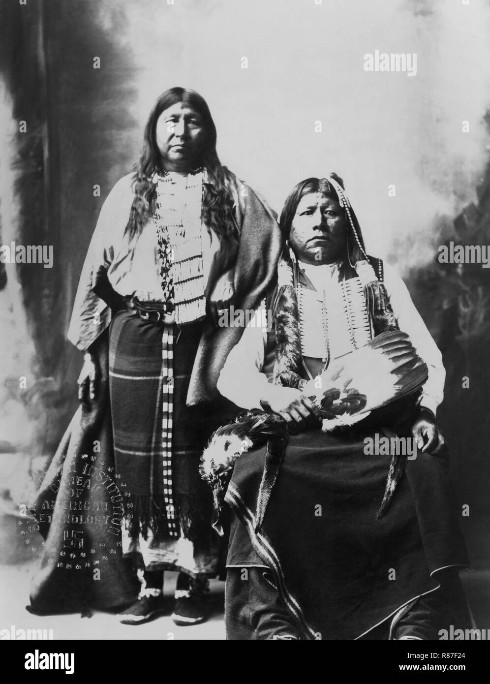 Grant Richards and his Wife, Tonkawa Indians, Full-Length Portrait, National Photo Company, 1898 Stock Photo