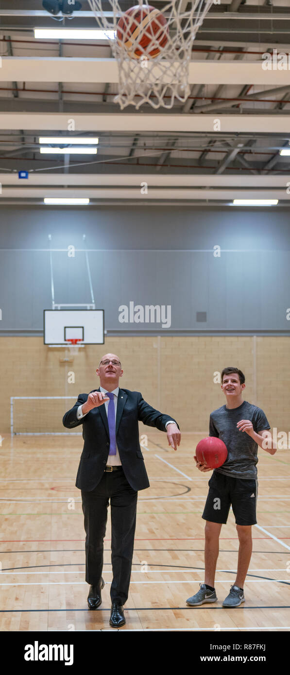 This is MSP John Swinney, Deputy First Minister at the Official Opening of Elgin High School, Moray, Scotland on Monday 22 October 2018. Stock Photo