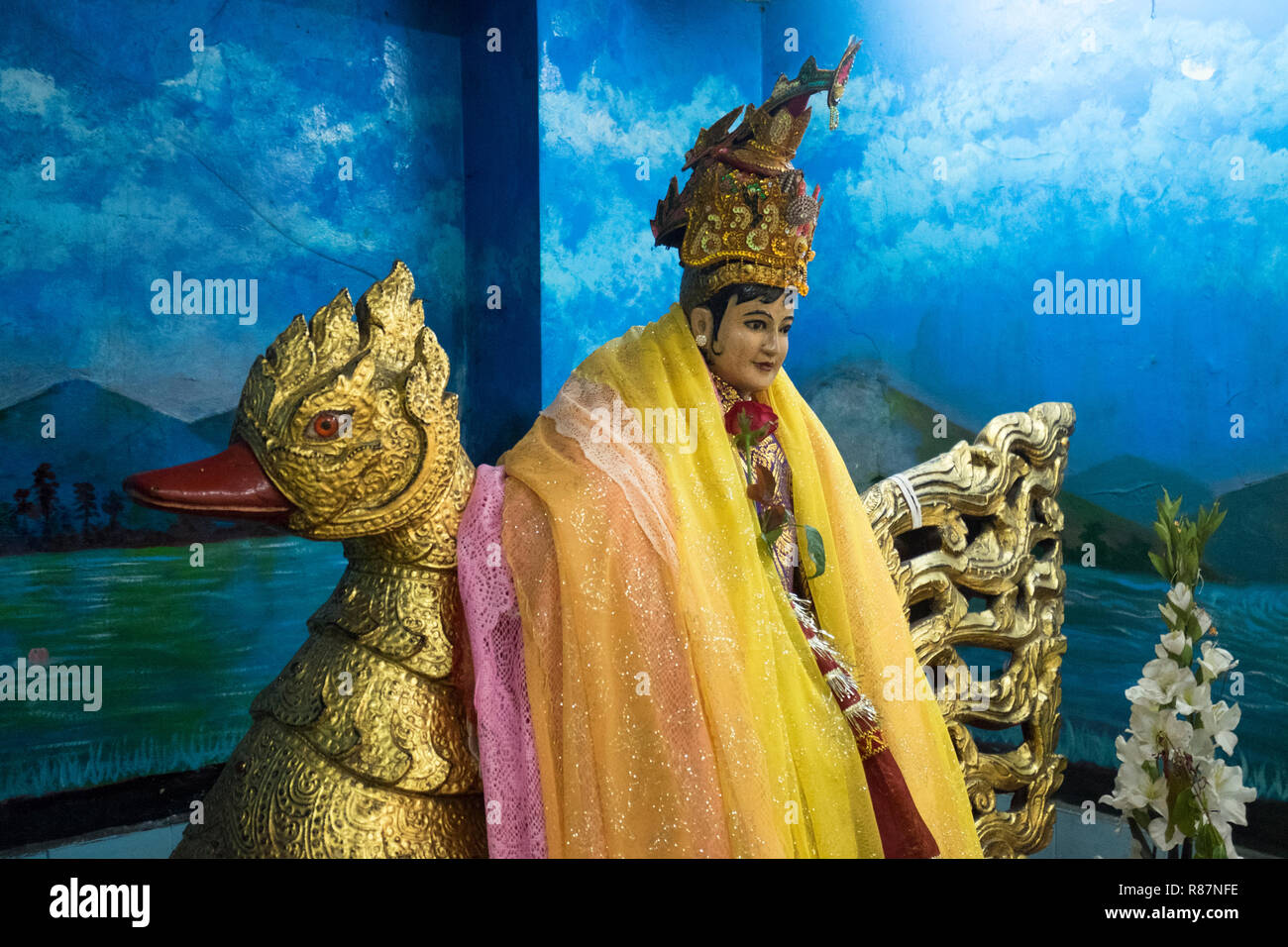 A figure at Sule Pagoda in Yangon, Myanmar. Stock Photo