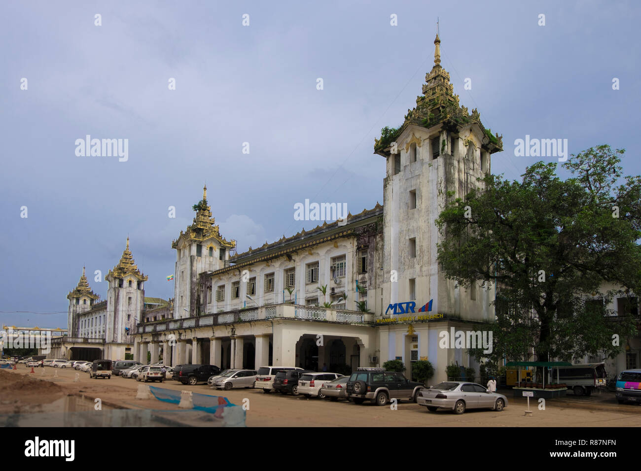 The central railway station in Yangon, Myanmar. Stock Photo
