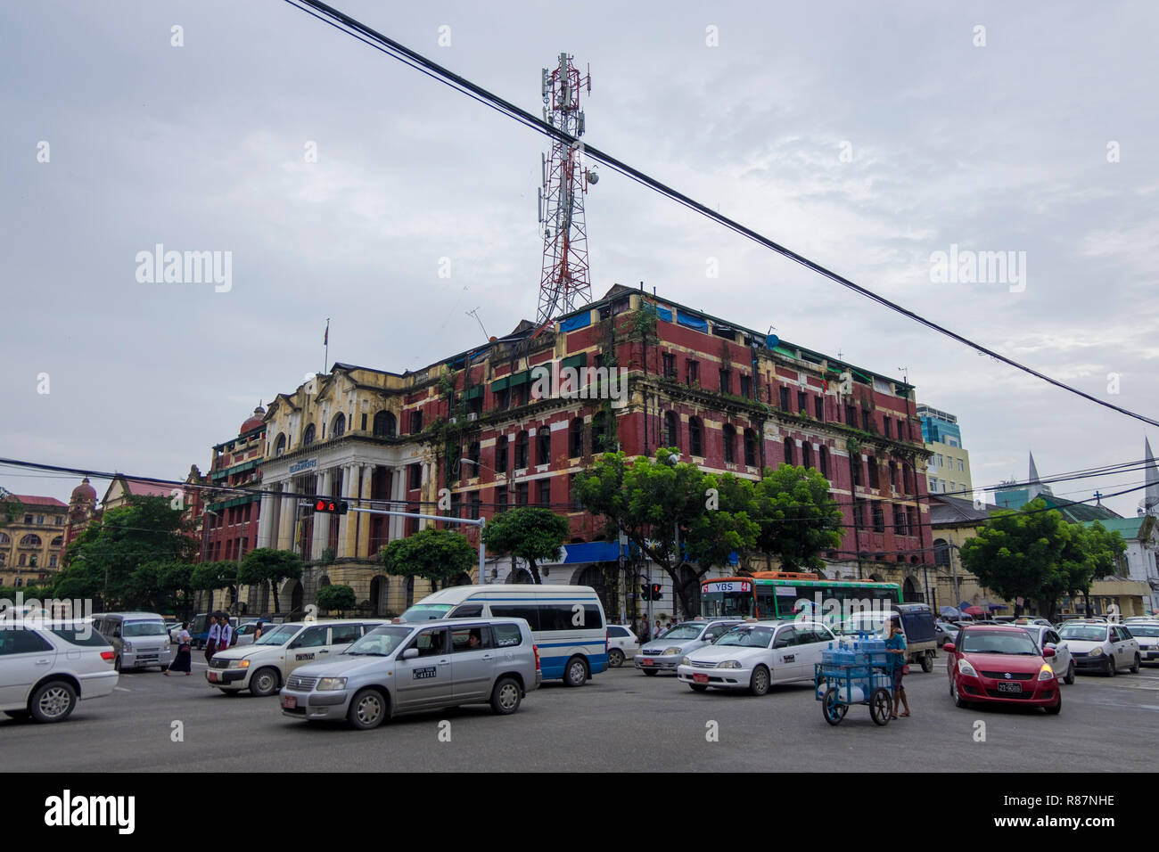 The Telegraph office building, an example of British Colonial Architecture in Yangon, Myanmar. Stock Photo