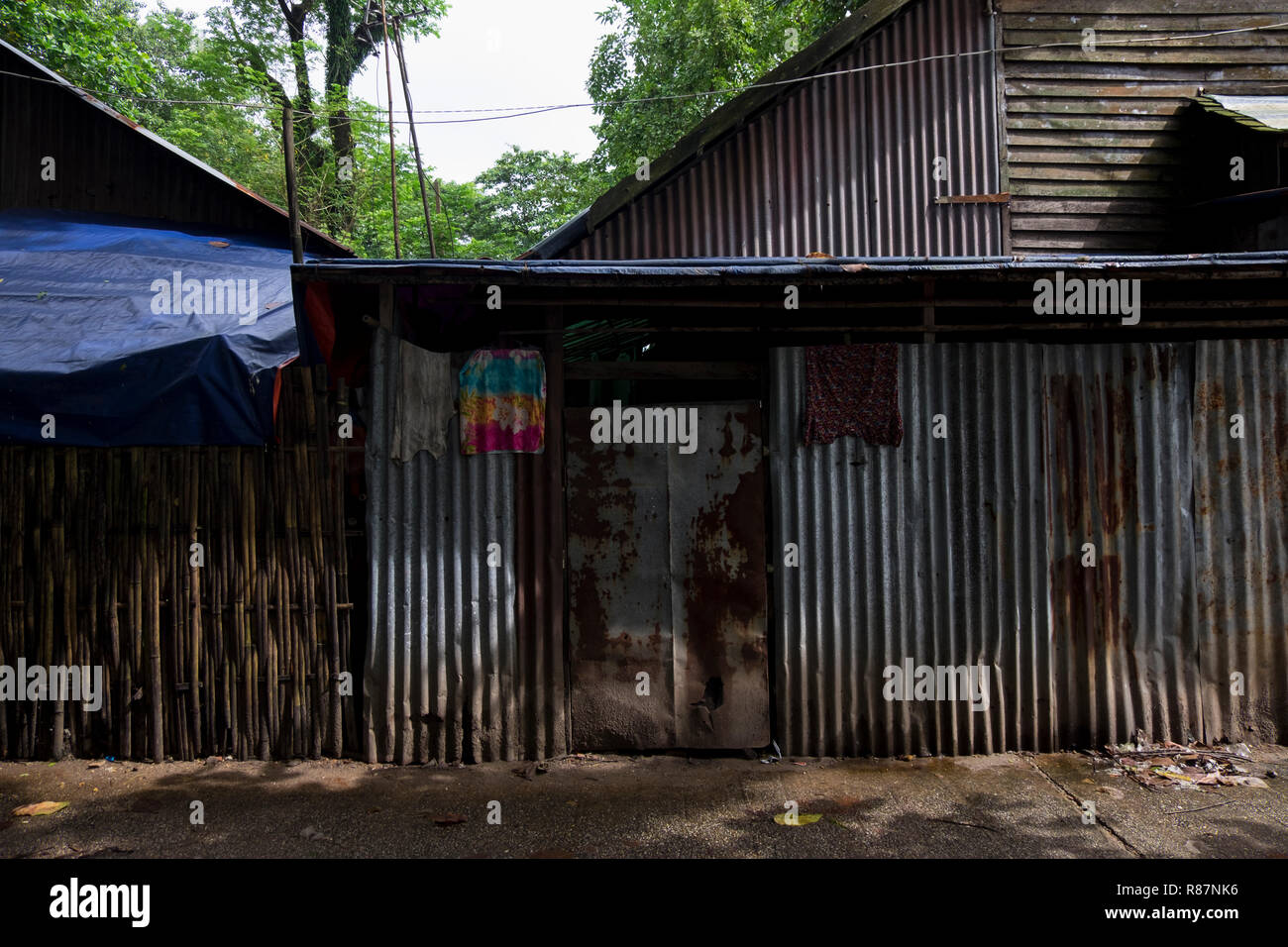 Metal shed in Yangon, Myanmar. Stock Photo
