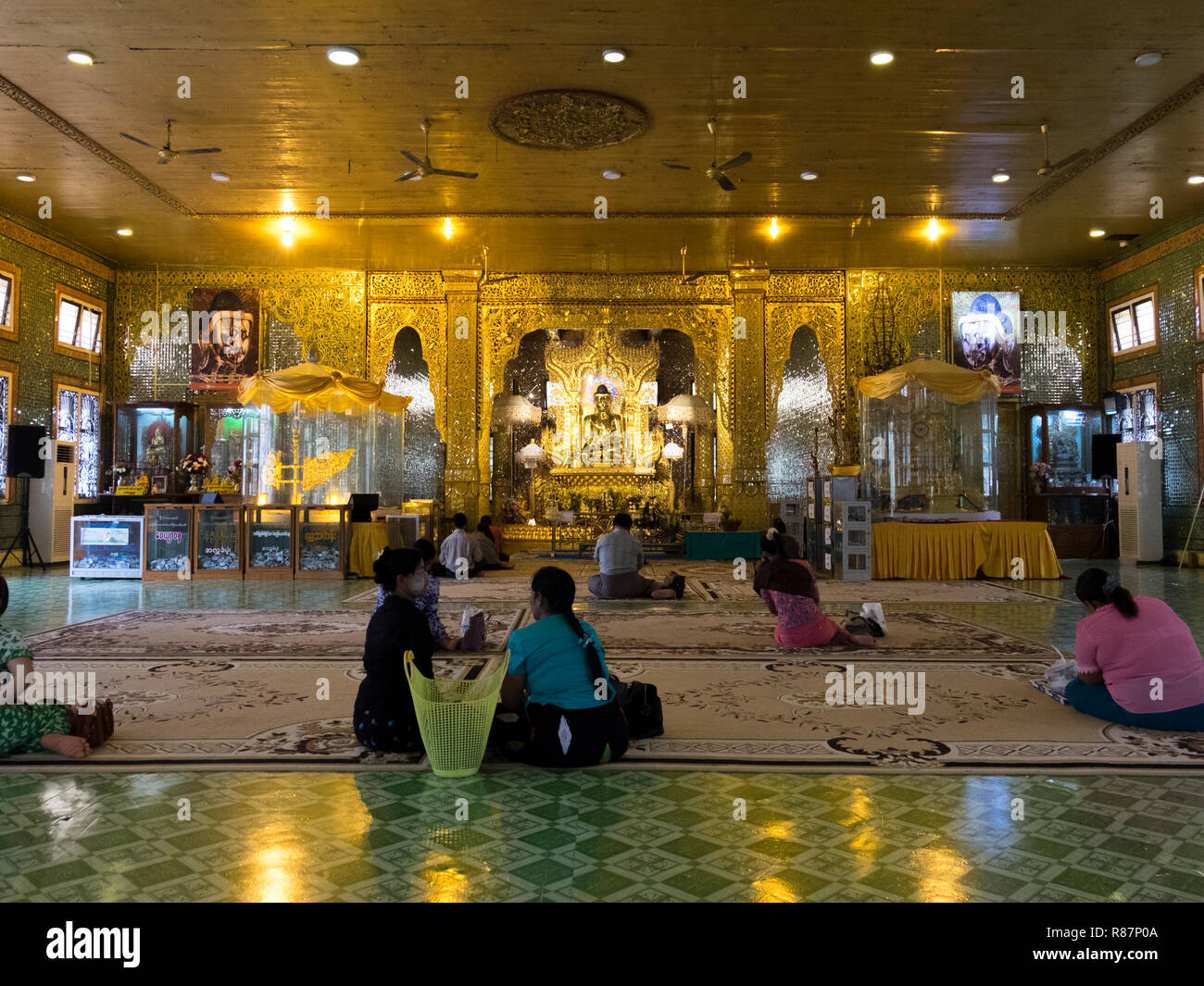 Prayer area at Botahtaung in Yangon, Myanmar. Stock Photo