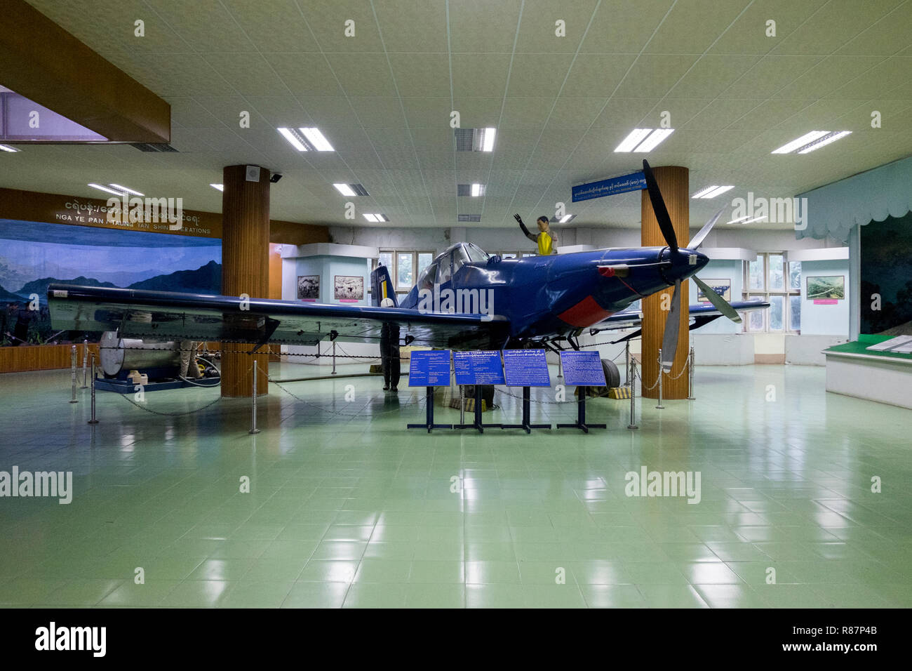 Blue drug plane at the Drug Elimination Museum in Yangon, Myanmar. Stock Photo