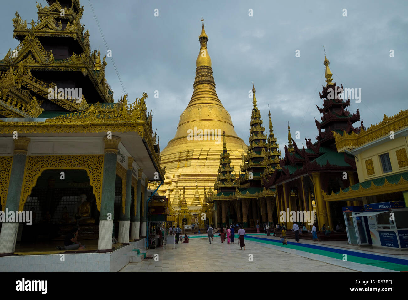 View of the big Shwedagon Pagoda in Yangon, Myanmar. Stock Photo